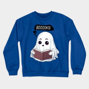 Kawaii Halloween Ghost 'BOOOOKS' - Spooktacular Reading Fun Crewneck Sweatshirt